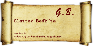 Glatter Beáta névjegykártya